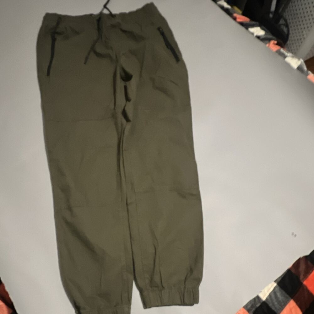 WXYZ Men's Olive Jogger Pants M Tapered Elastic Waist Zip Pockets Casual